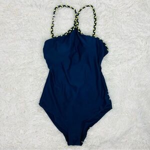 NWOT BODY FLIRT navy braided halter one piece swimsuit size 4
